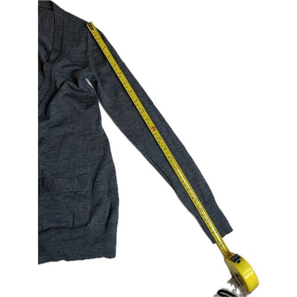 Banana Republic Womens XXS Gray V-neck Cardigan Beaded Fine Merino Wool Pocket - Picture 7 of 9